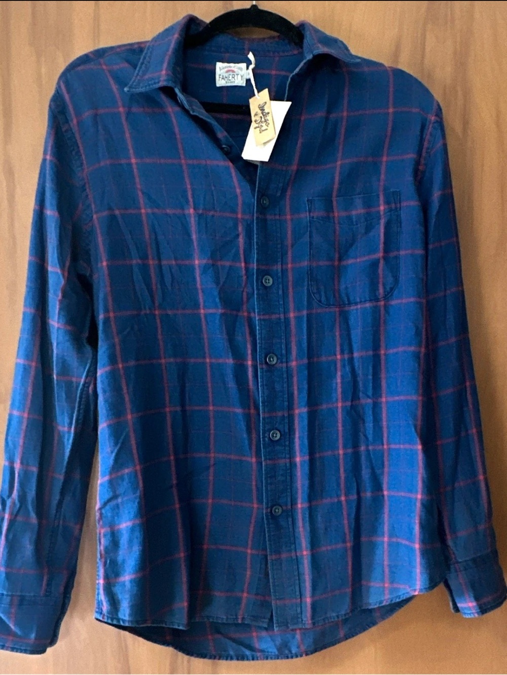Faherty button-up plaid long-sleeve shirt